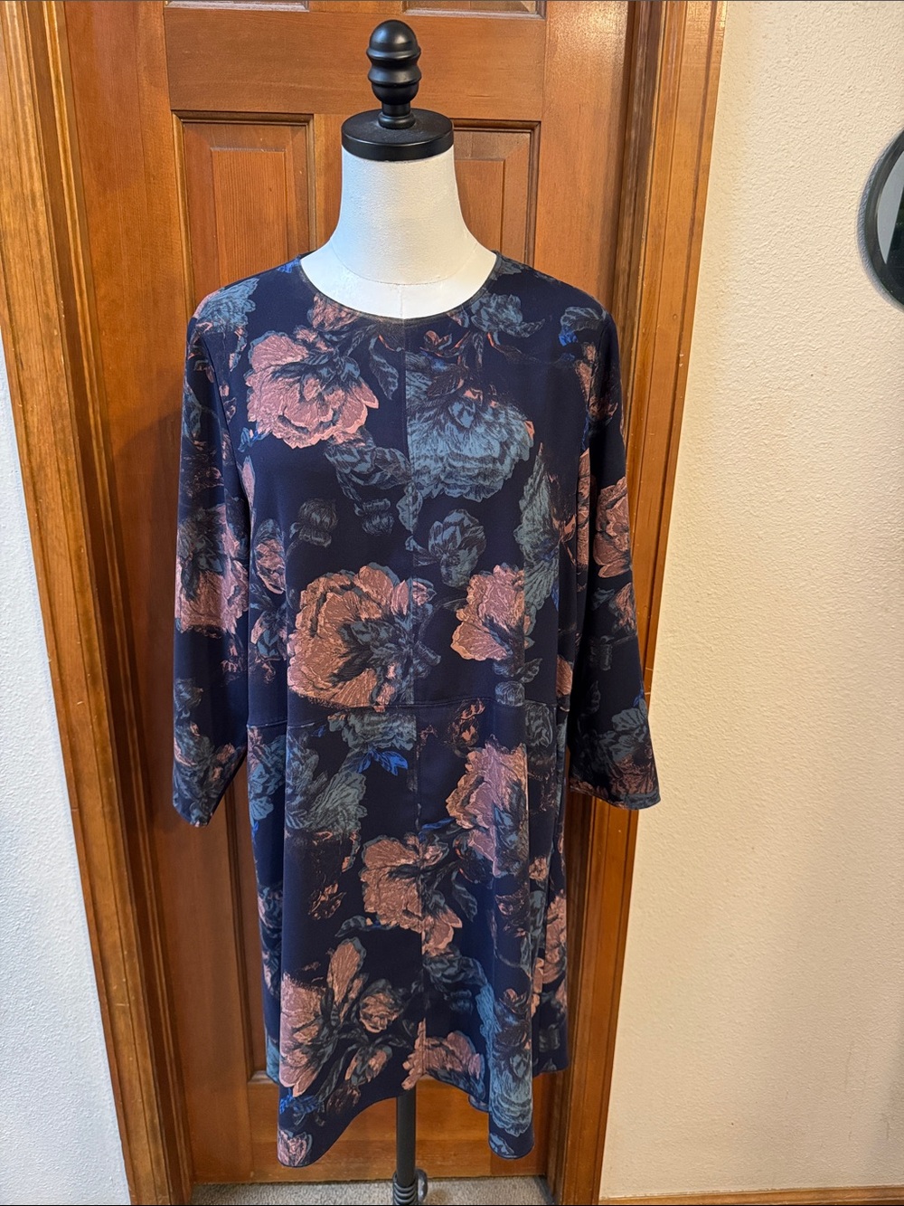 Wilfred Navy Floral Dress with Rose and Slate Blooms Size L
